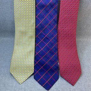 3 Vintage Mens Tommy Hilfiger Blue Striped Theme Neck Tie 100% Silk Lot of 3